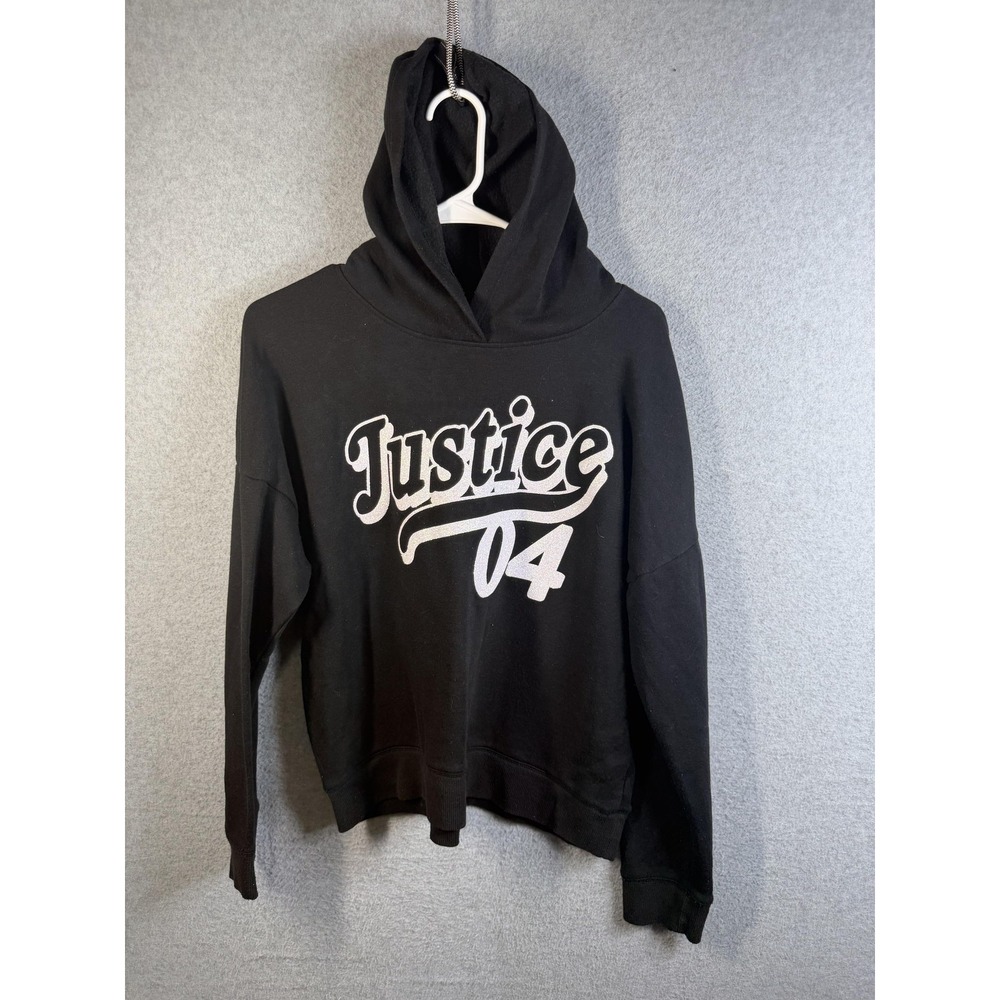 Justice Hoodie Sweatshirt Girls 16-18 Black 04 Glitter Graphic Fleece Pullover